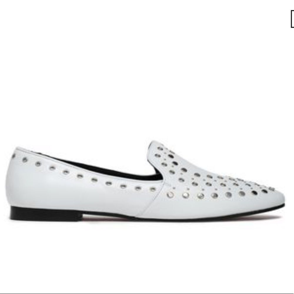 NEW Sandro Bary Studded Leather Loafers white 8 white - Picture 5 of 14